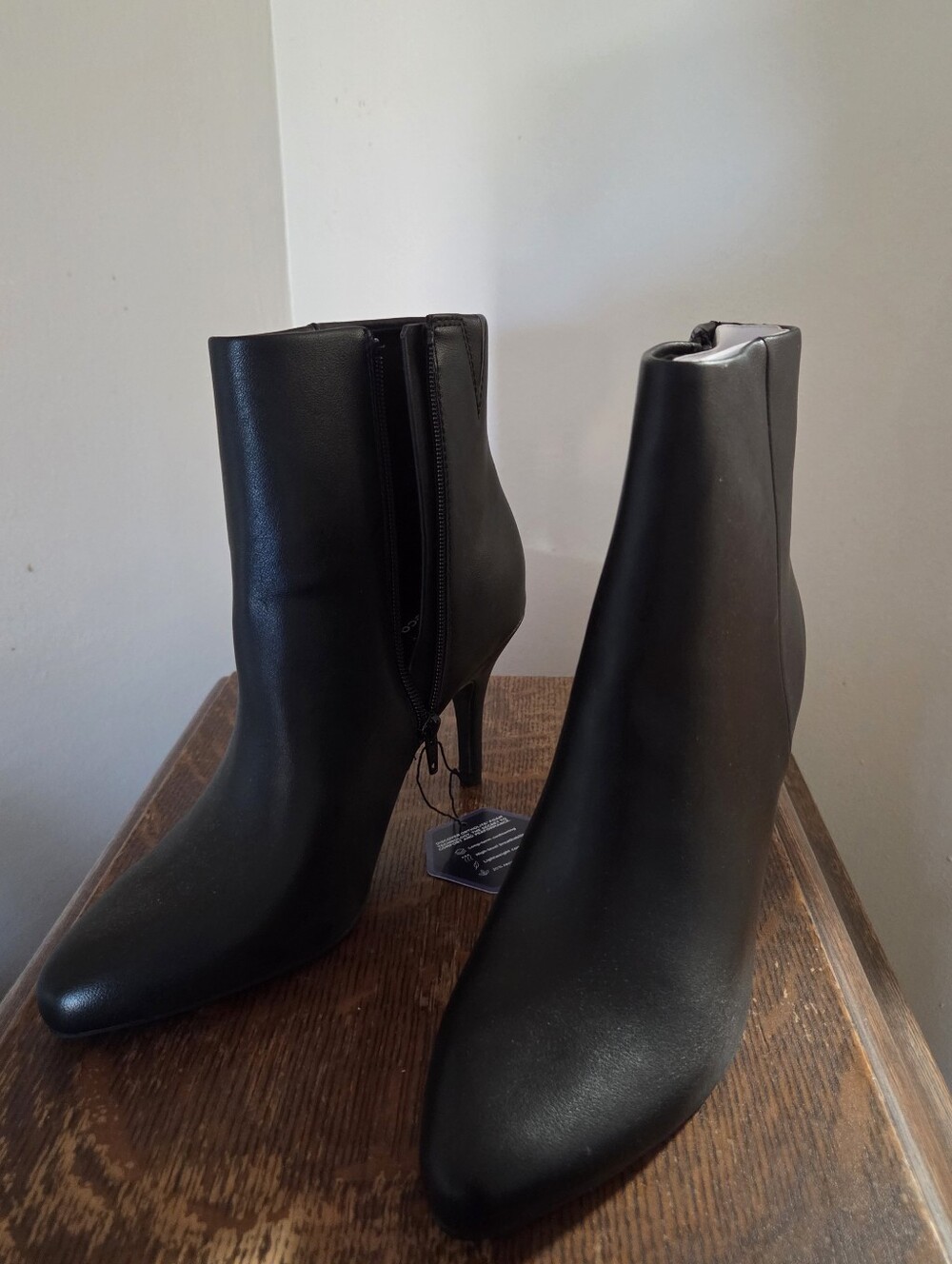 Black Pointed Toe Stiletto Ankle Boots-Size 9